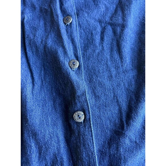 La Cera Denim Dress: P-Med. Vintage 90s Embroidered Applique Floral Pockets - Picture 4 of 9